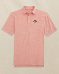 The front view of the Southern Tide Georgia Bulldogs Oval G Driver Spacedye Polo by Southern Tide - Varsity Red